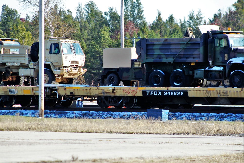 Engineer unit's equipment offloaded from railcars at Fort McCoy after deployment