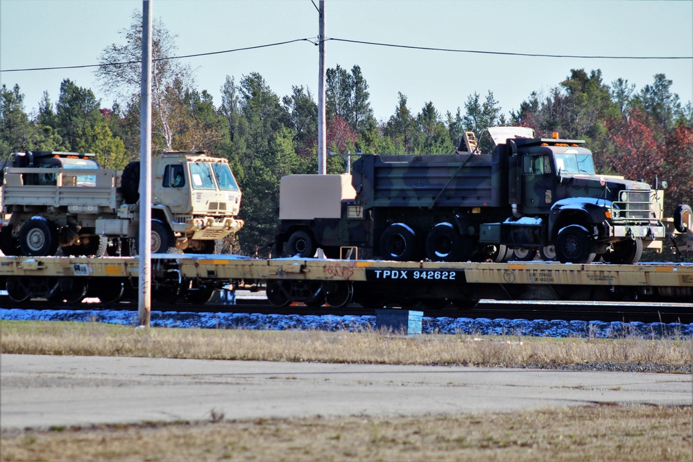 Engineer unit's equipment offloaded from railcars at Fort McCoy after deployment