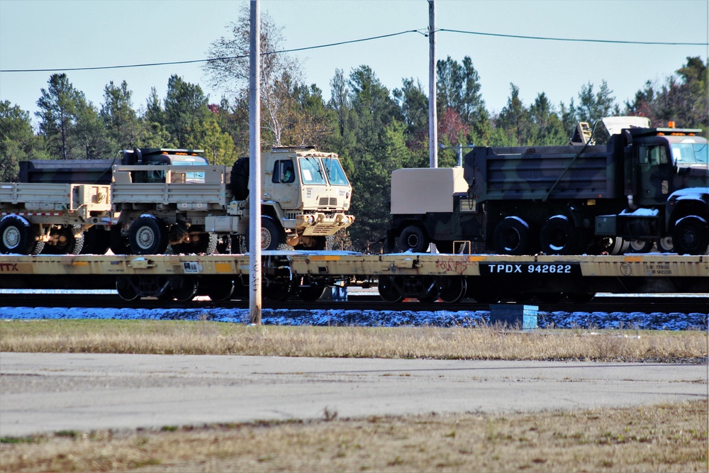 Engineer unit's equipment offloaded from railcars at Fort McCoy after deployment