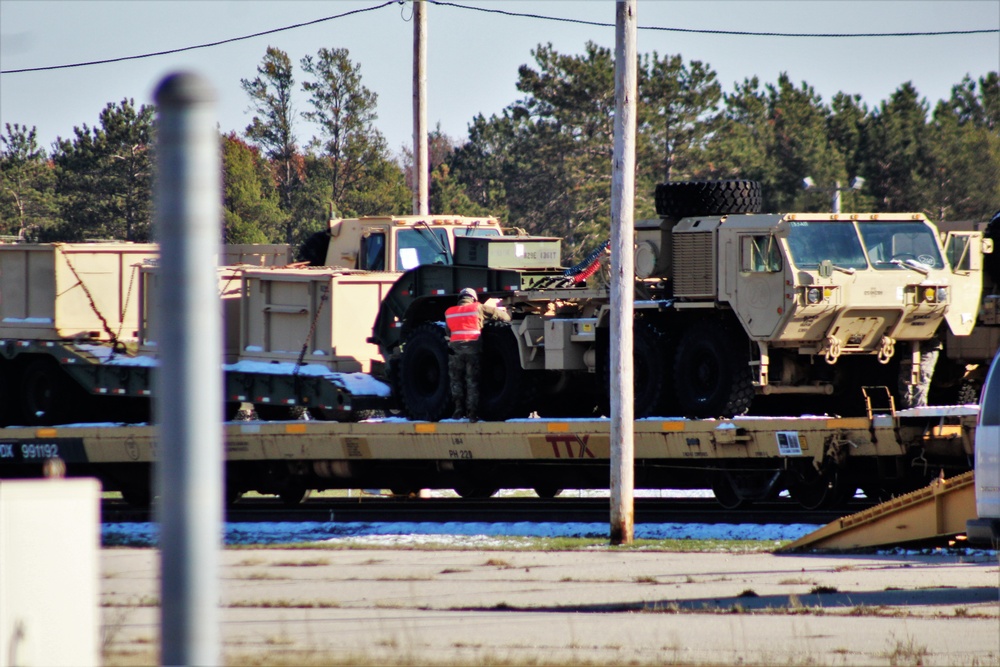 Engineer unit's equipment offloaded from railcars at Fort McCoy after deployment