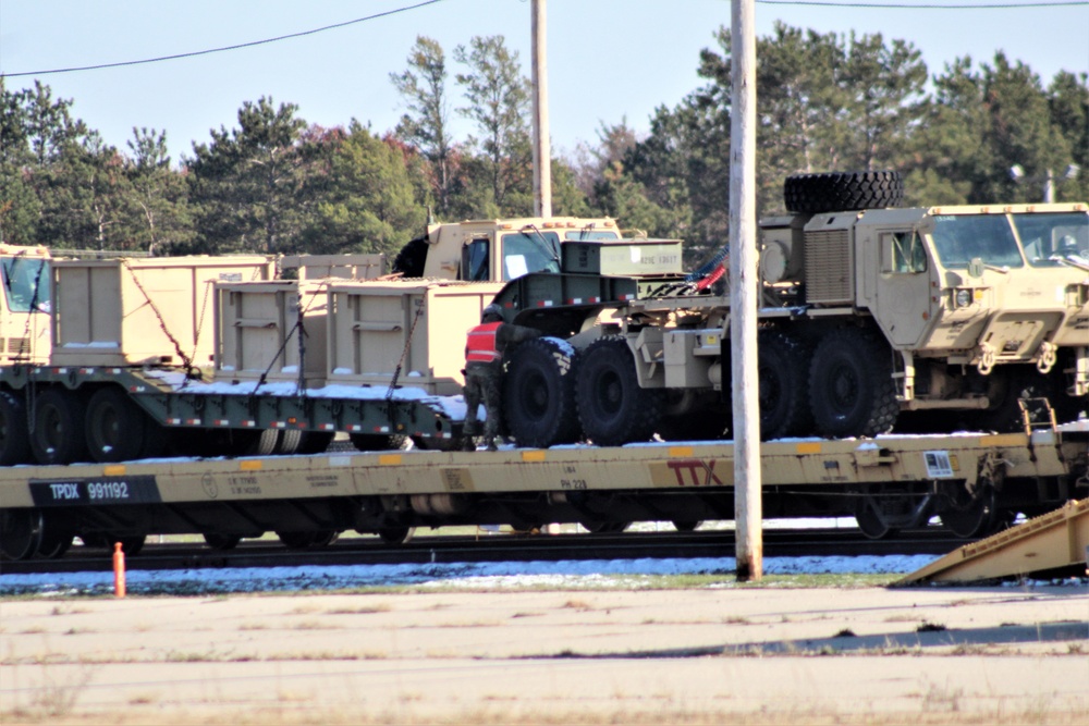 Engineer unit's equipment offloaded from railcars at Fort McCoy after deployment