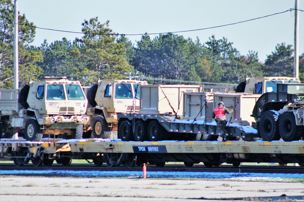 Engineer unit's equipment offloaded from railcars at Fort McCoy after deployment