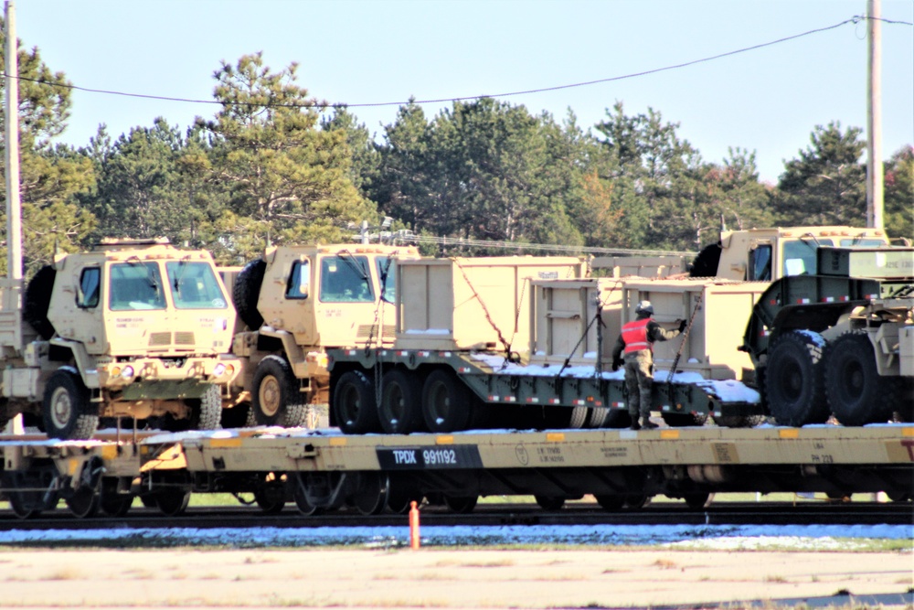 Engineer unit's equipment offloaded from railcars at Fort McCoy after deployment