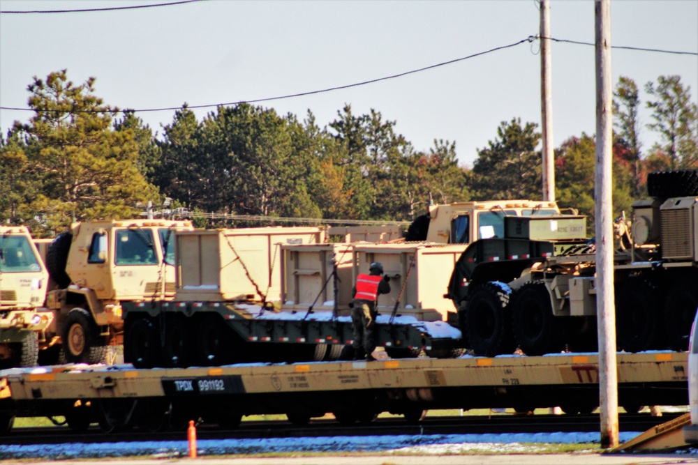 Engineer unit's equipment offloaded from railcars at Fort McCoy after deployment