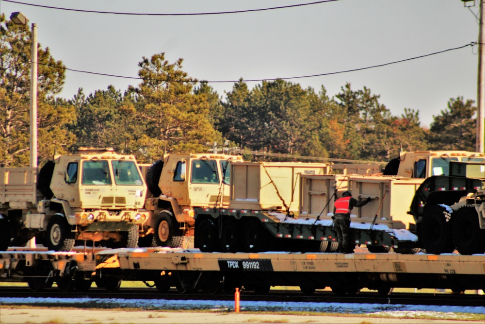 Engineer unit's equipment offloaded from railcars at Fort McCoy after deployment