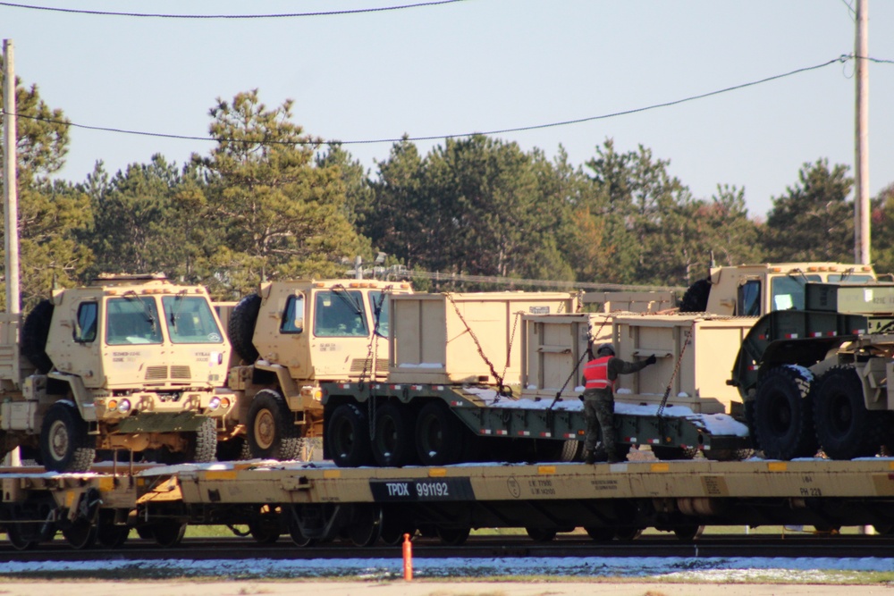 Engineer unit's equipment offloaded from railcars at Fort McCoy after deployment
