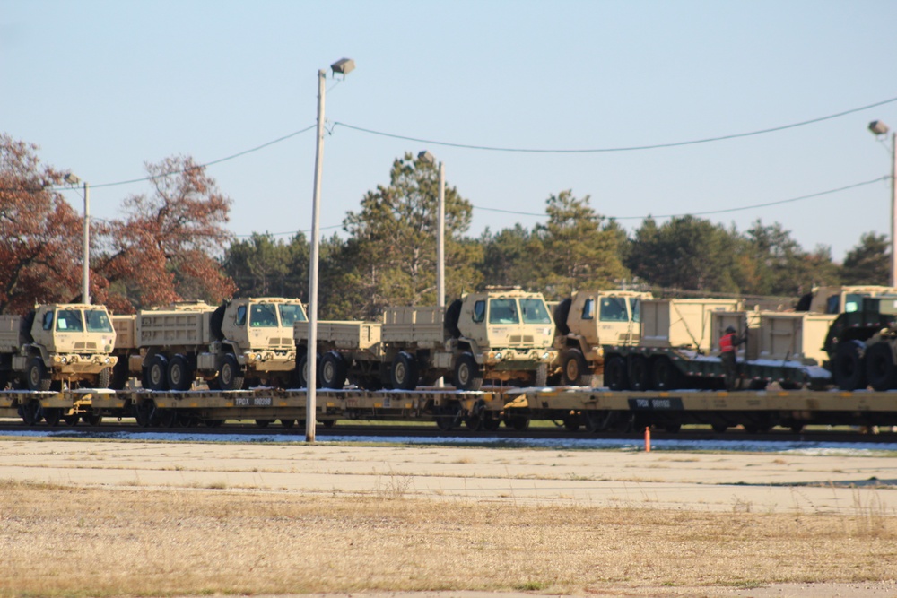 Engineer unit's equipment offloaded from railcars at Fort McCoy after deployment