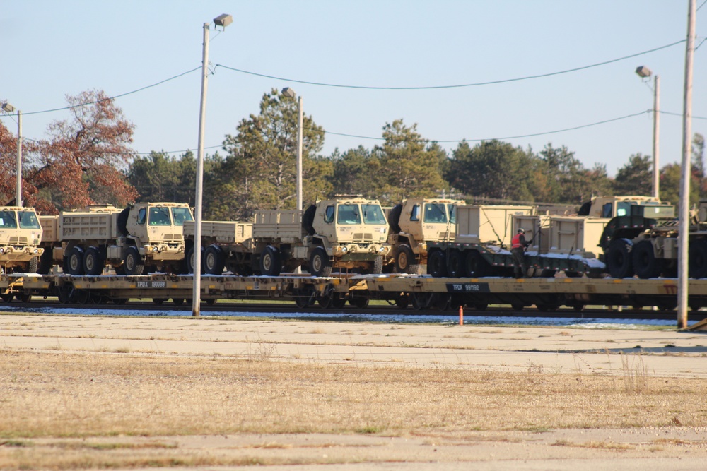 Engineer unit's equipment offloaded from railcars at Fort McCoy after deployment
