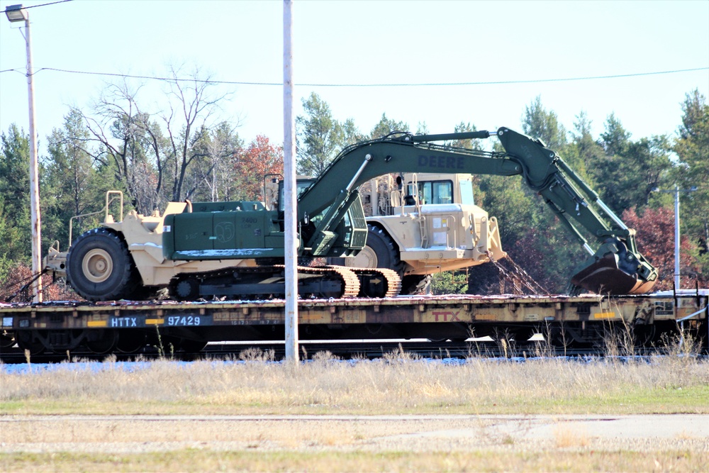 Engineer unit's equipment offloaded from railcars at Fort McCoy after deployment