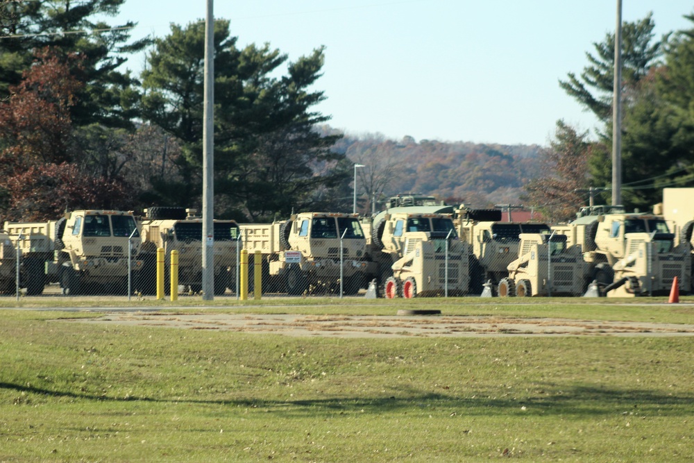 Engineer unit's equipment offloaded from railcars at Fort McCoy after deployment
