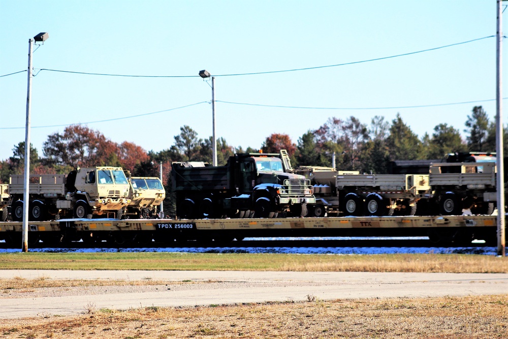 Engineer unit's equipment offloaded from railcars at Fort McCoy after deployment