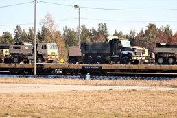 Engineer unit's equipment offloaded from railcars at Fort McCoy after deployment