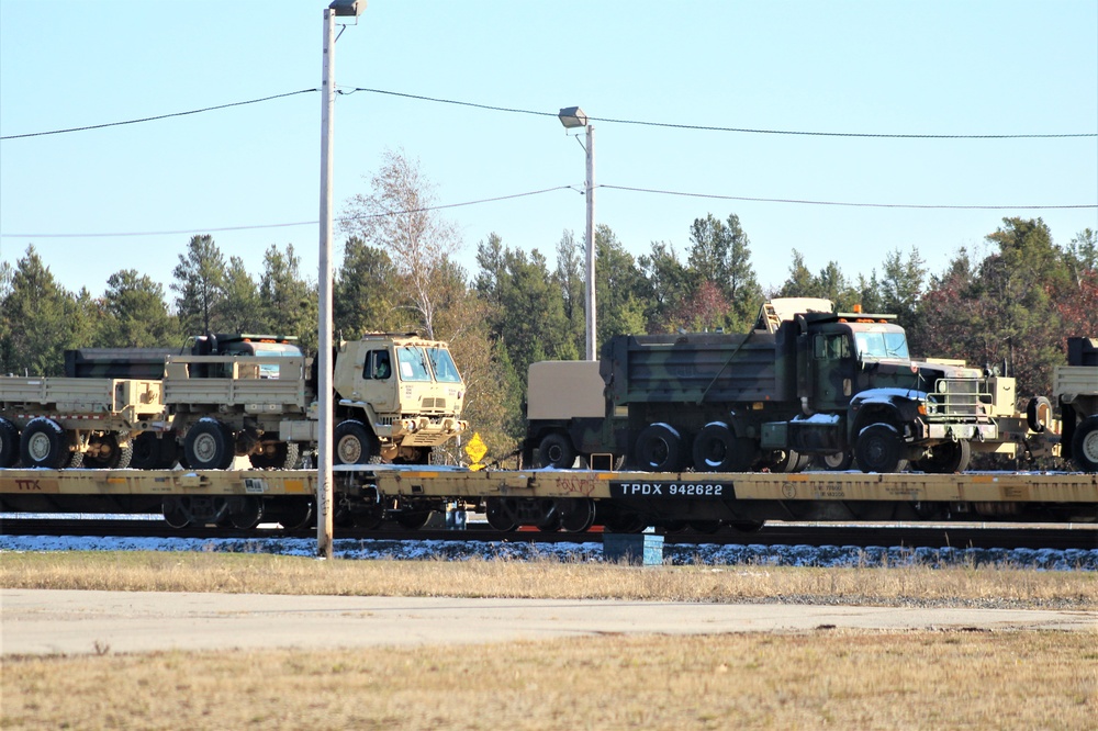Engineer unit's equipment offloaded from railcars at Fort McCoy after deployment