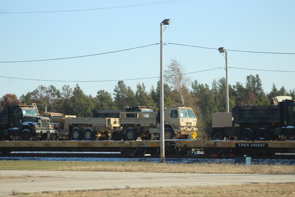 Engineer unit's equipment offloaded from railcars at Fort McCoy after deployment