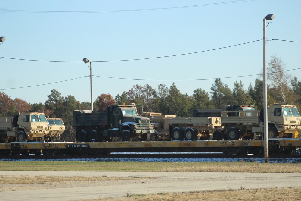 Engineer unit's equipment offloaded from railcars at Fort McCoy after deployment