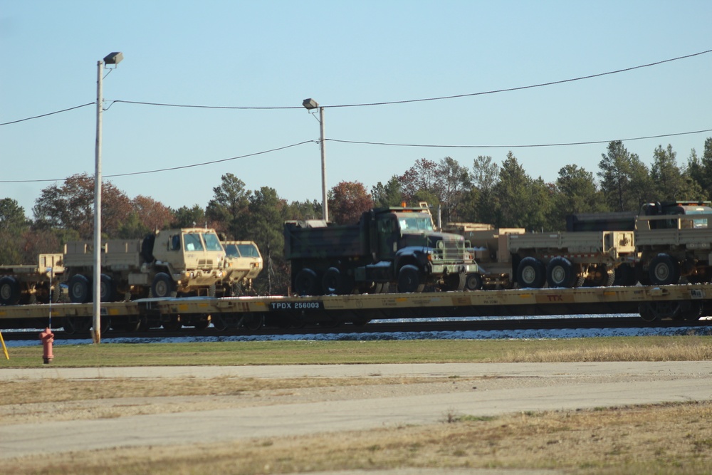 Engineer unit's equipment offloaded from railcars at Fort McCoy after deployment