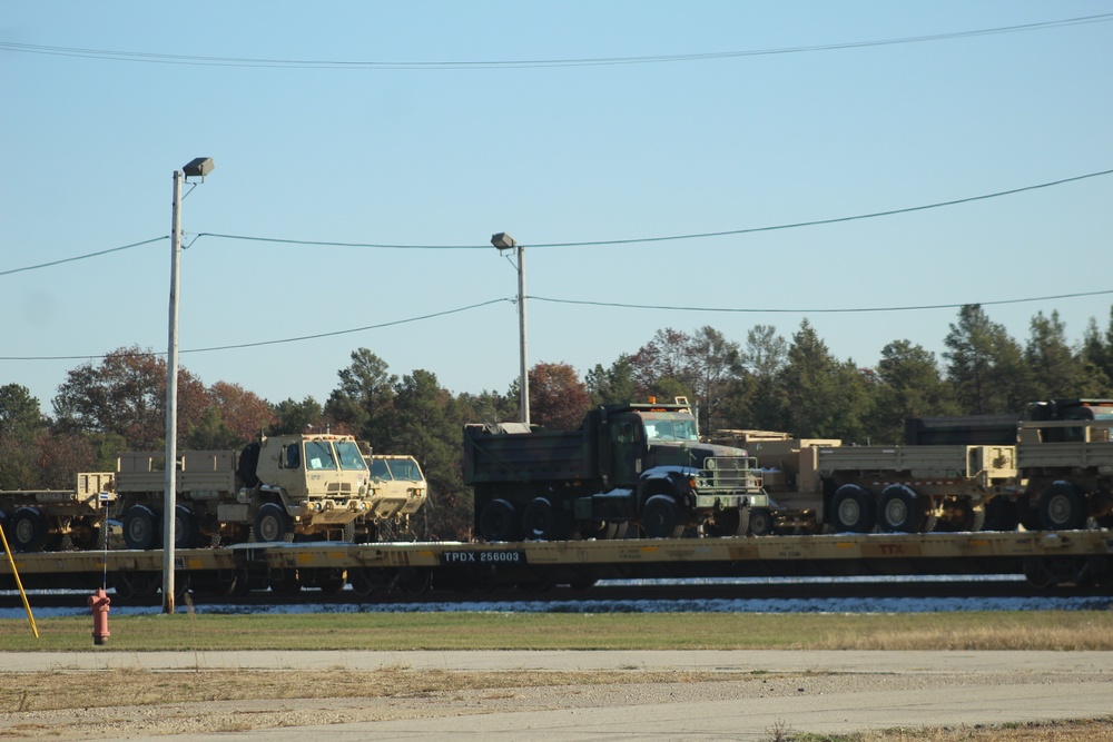 Engineer unit's equipment offloaded from railcars at Fort McCoy after deployment