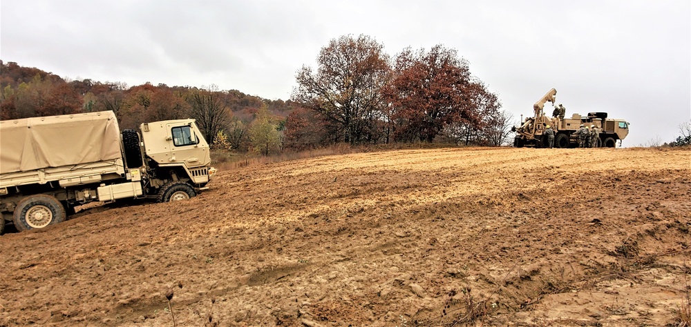 Soldiers hold field training for the Regional Training Site-Maintenance Wheeled-Vehicle Recovery Operations Course at Fort McCoy