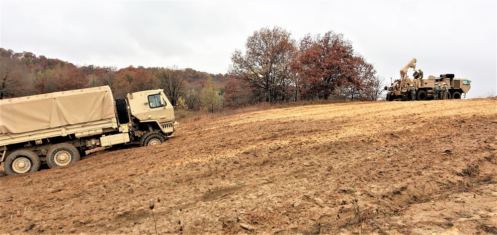 Soldiers hold field training for the Regional Training Site-Maintenance Wheeled-Vehicle Recovery Operations Course at Fort McCoy