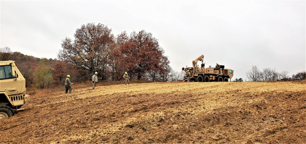 Soldiers hold field training for the Regional Training Site-Maintenance Wheeled-Vehicle Recovery Operations Course at Fort McCoy