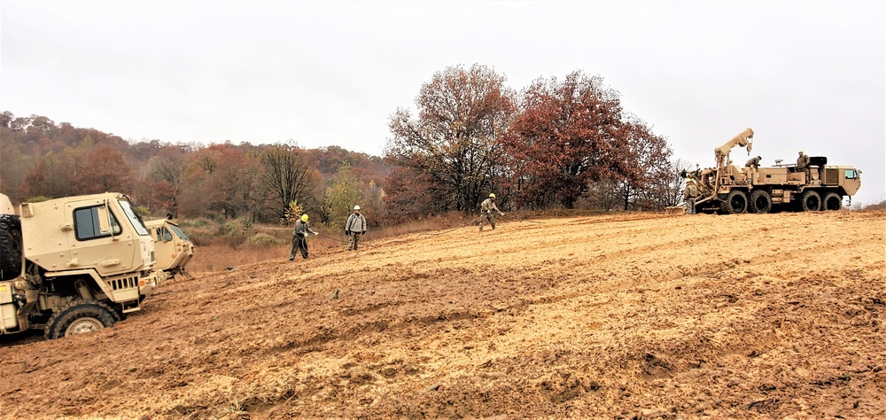 Soldiers hold field training for the Regional Training Site-Maintenance Wheeled-Vehicle Recovery Operations Course at Fort McCoy