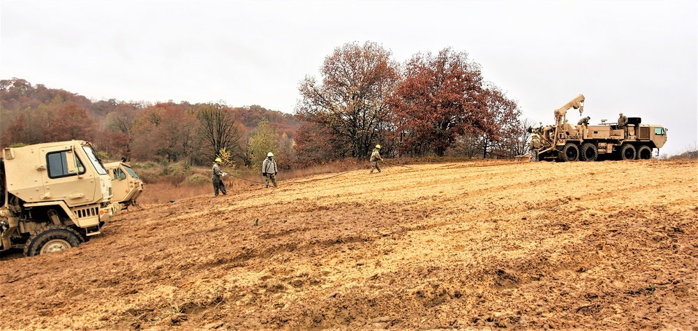 Soldiers hold field training for the Regional Training Site-Maintenance Wheeled-Vehicle Recovery Operations Course at Fort McCoy