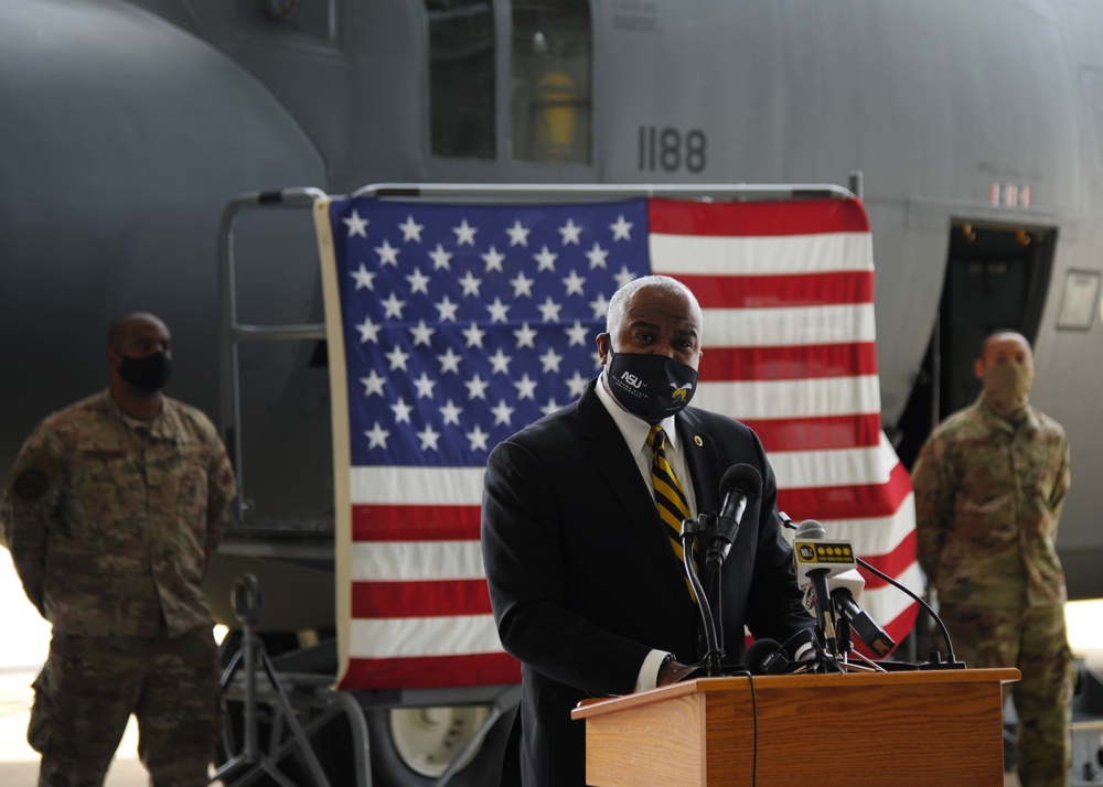 908th Unveils Alabama State University Logo on C-130 Aircraft
