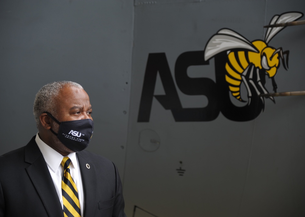 908th Unveils Alabama State University Logo on C-130 Aircraft