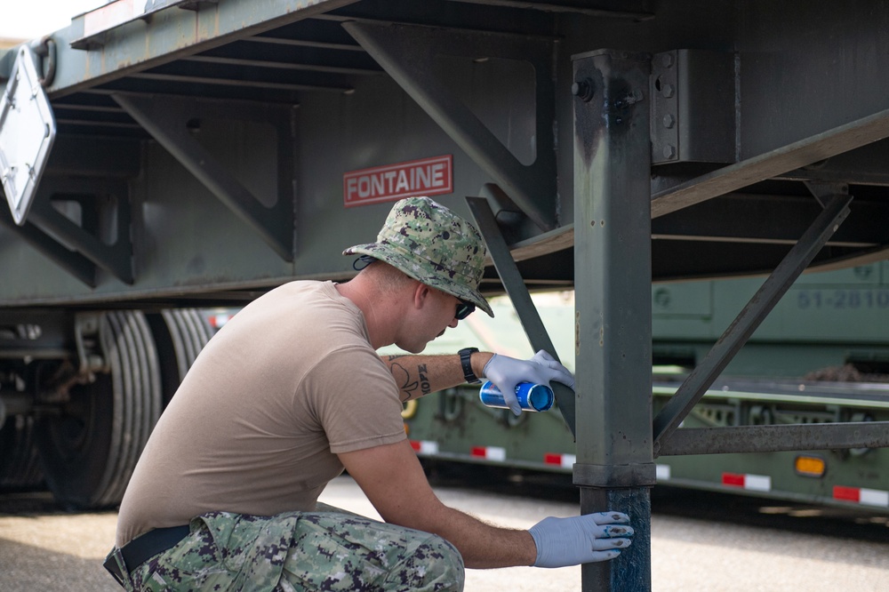 Cargo Handlers Conduct Maintenance on Naval Base Guam