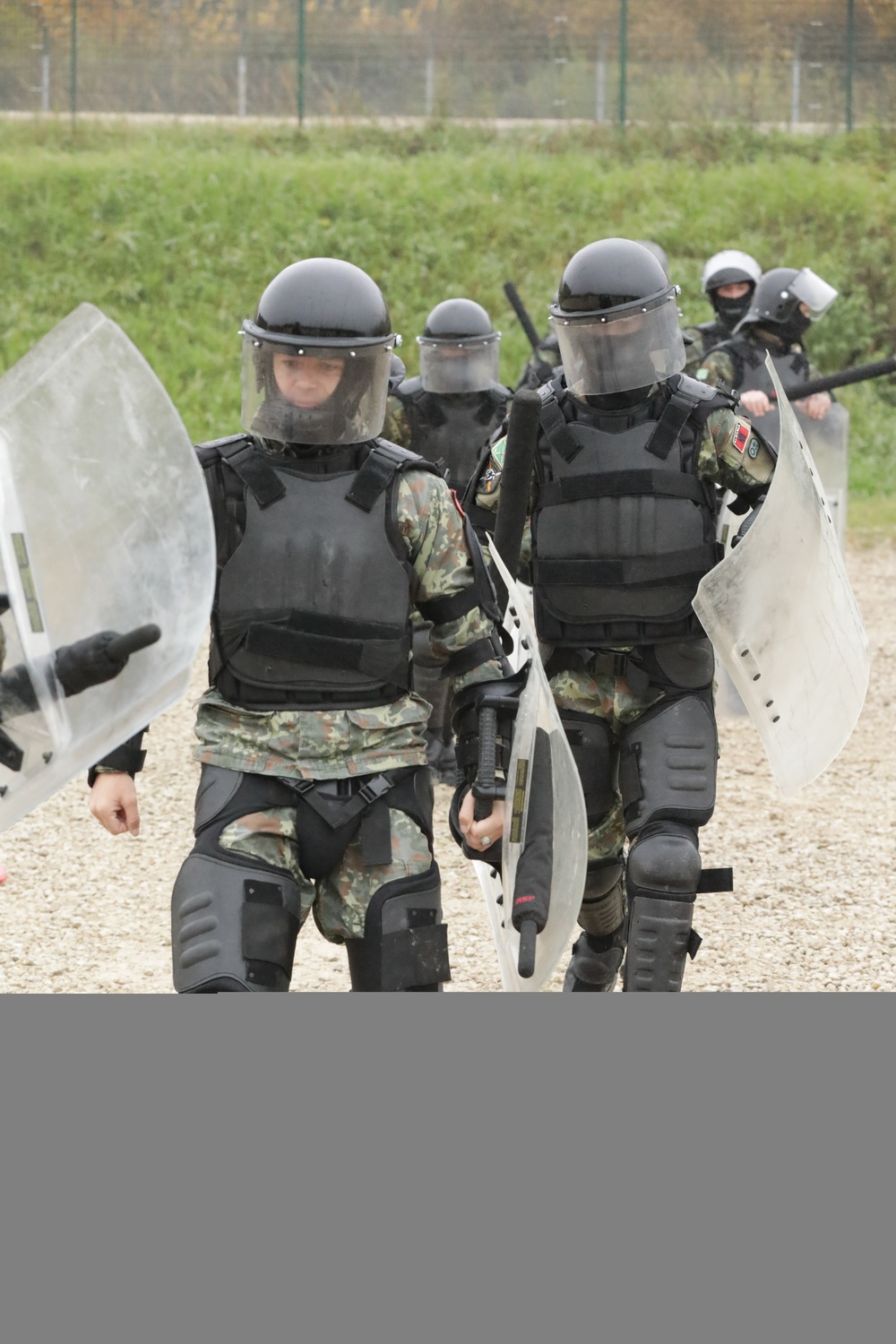 Albanian soldiers ready for crowd control training