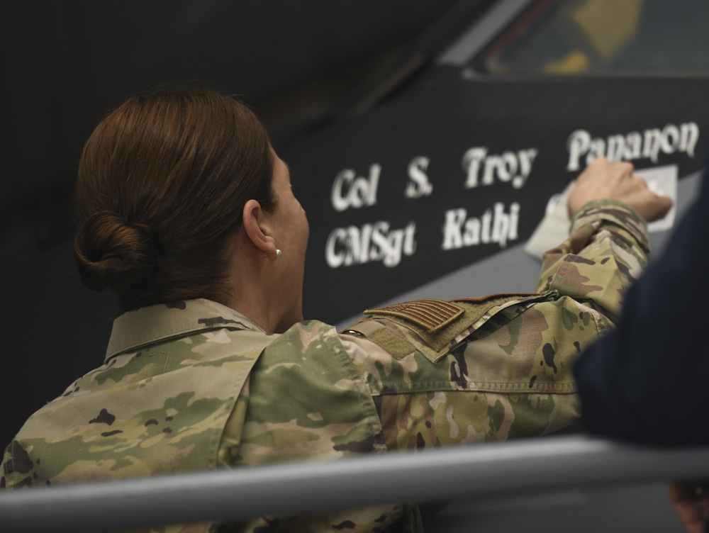 Command chief honored with aircraft stencil