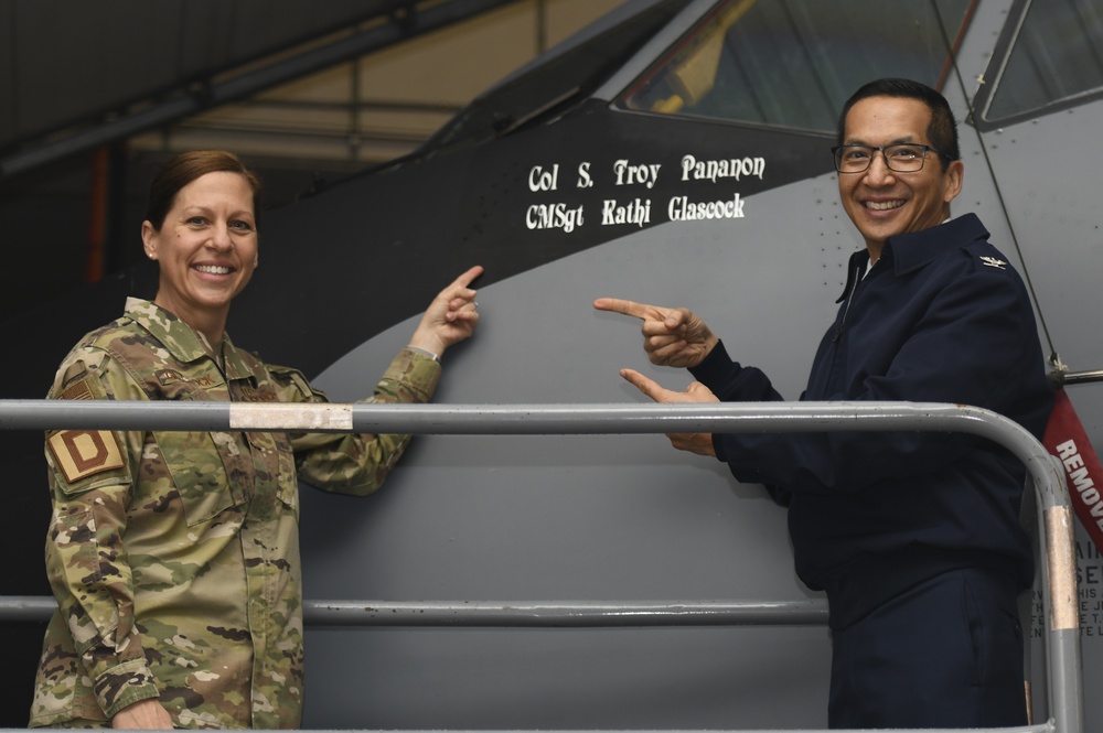 Command chief honored with aircraft stencil