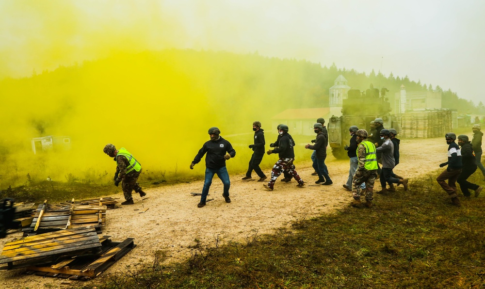 U.S. Army Soldiers conduct crowd control training during KFOR 28