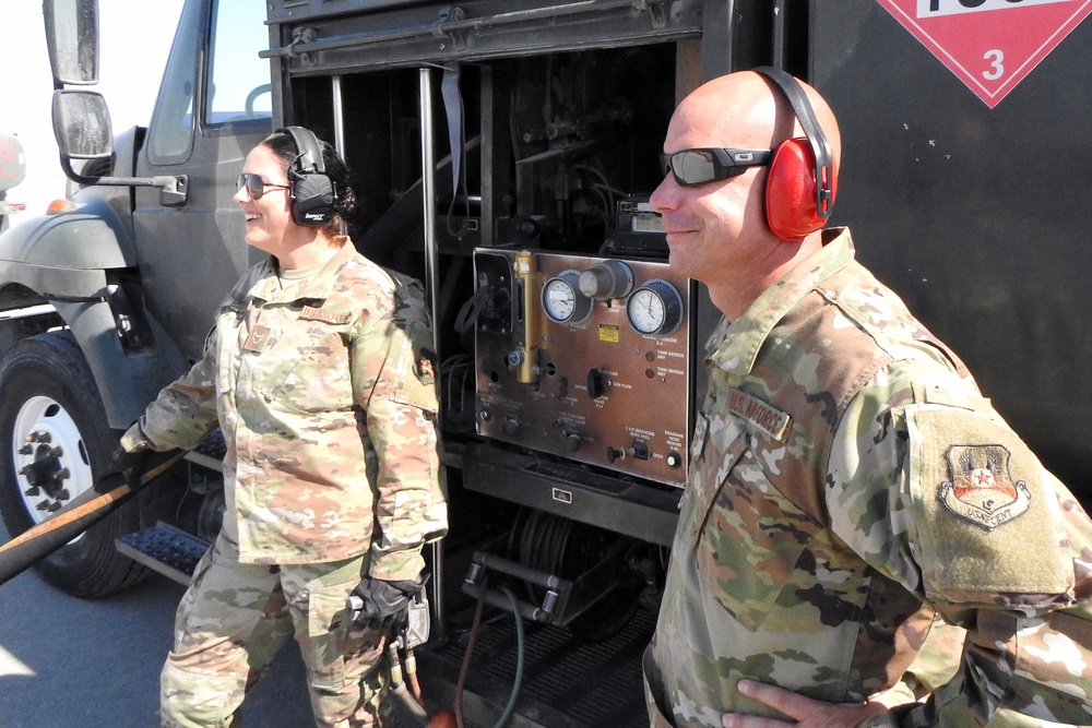379th AEW Airmen conduct hot refuel