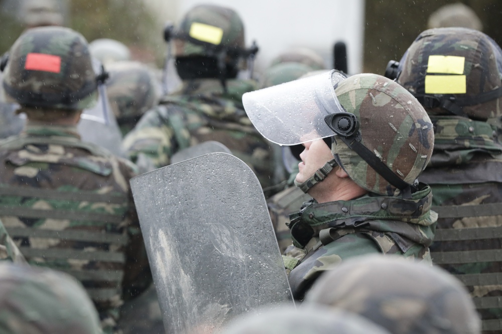 Moldovan soldiers conduct crowd riot control training