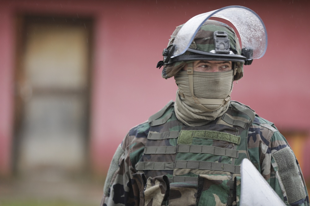 Moldovan soldiers conduct crowd riot control training