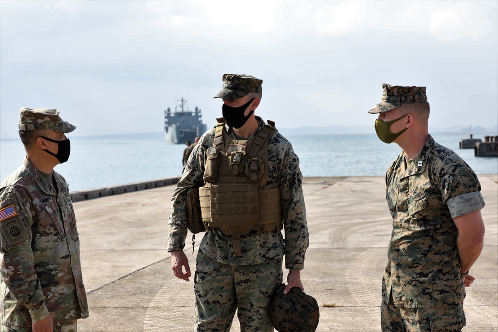 U.S. Army and U.S. Marine senior leaders visit Service Members at Camp Courtney and Kin Red Beach Training Area Oct. 31, during exercise Orient Shield 21-1