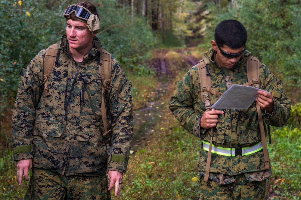 Marines participating in MEFEX 21.1 conduct Land Nav training