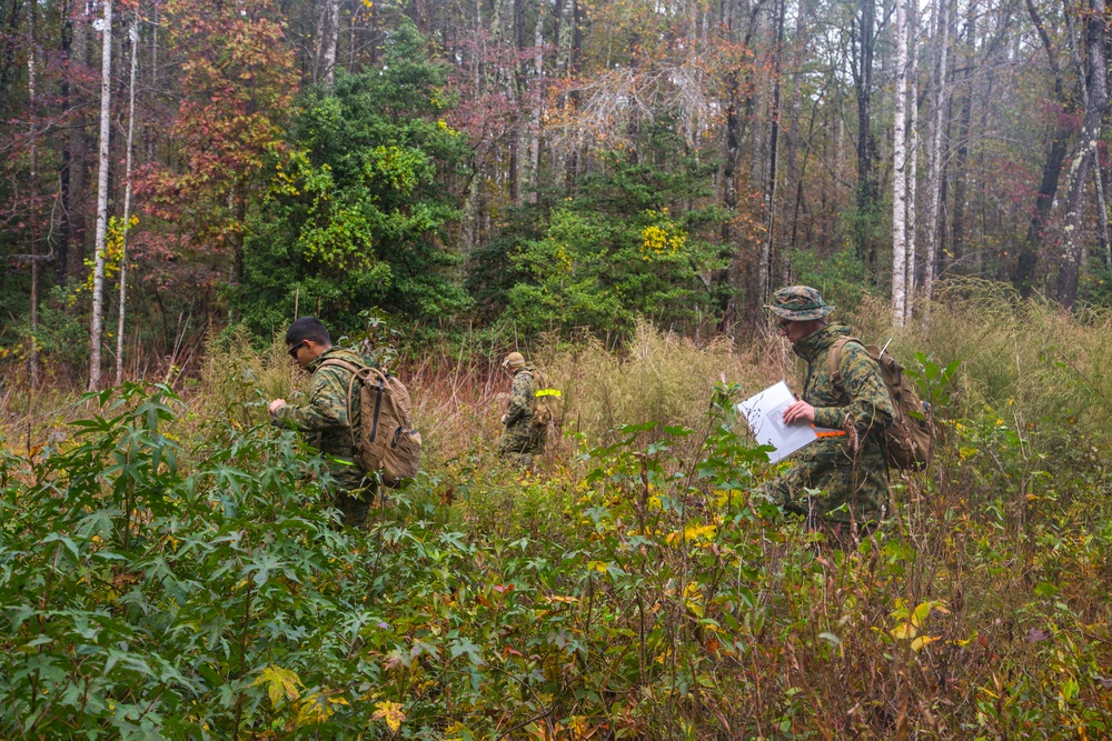 Marines participating in MEFEX 21.1 conduct Land Nav training