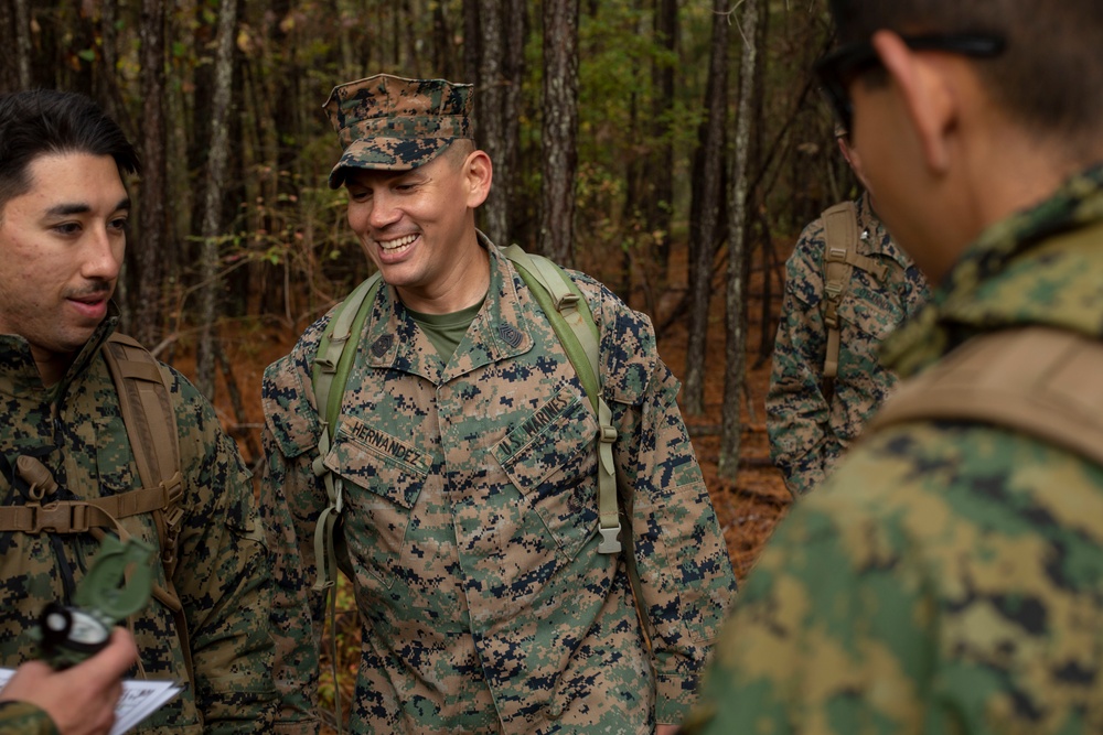 Marines participating in MEFEX 21.1 conduct land nav training