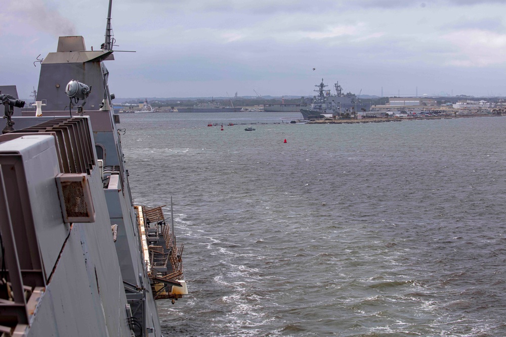 USS New York leaves Naval Station Mayport