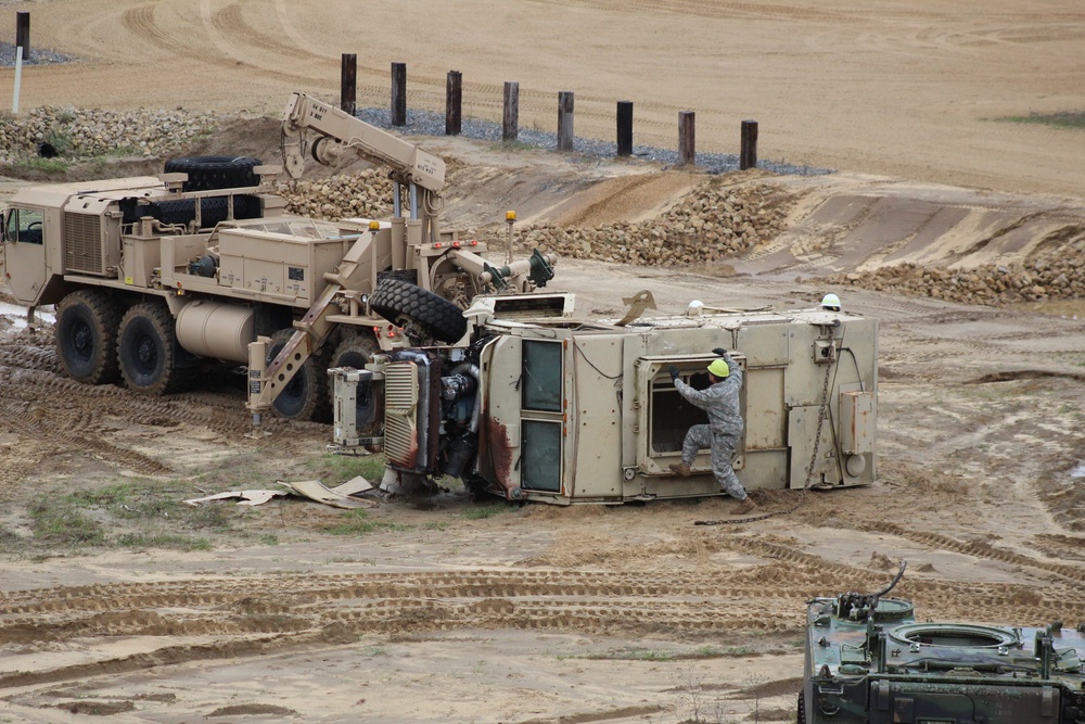 Soldiers hold field training for the Regional Training Site-Maintenance Wheeled-Vehicle Recovery Operations Course at Fort McCoy