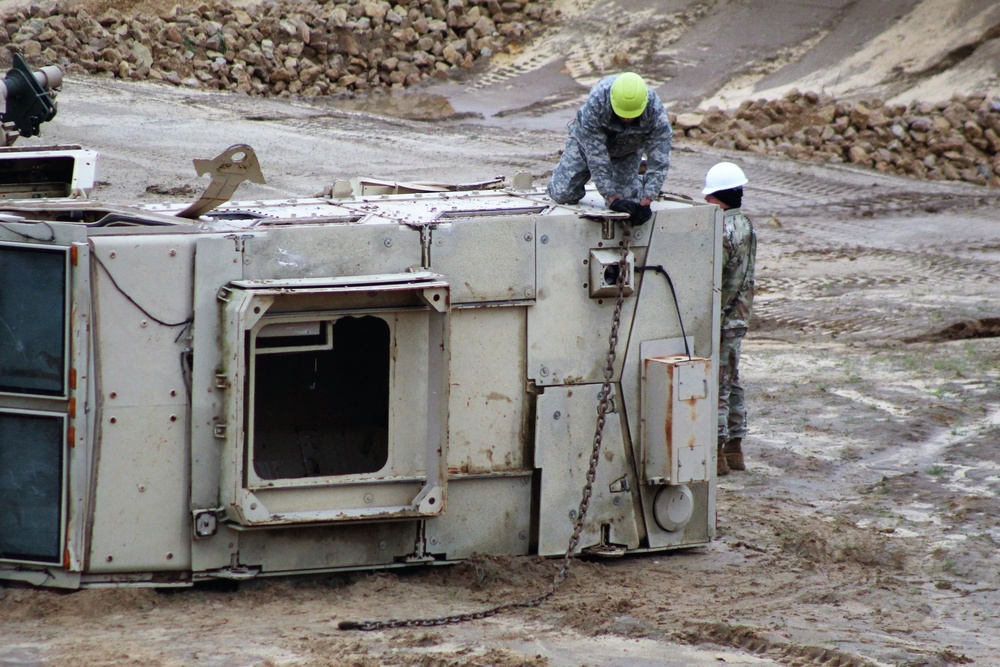 Soldiers hold field training for the Regional Training Site-Maintenance Wheeled-Vehicle Recovery Operations Course at Fort McCoy