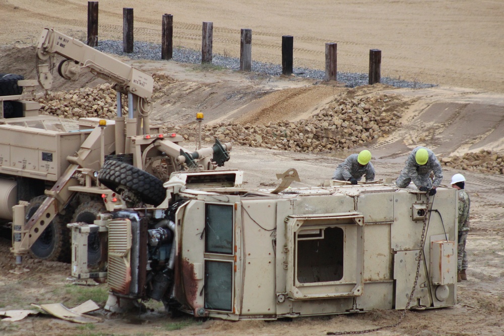 Soldiers hold field training for the Regional Training Site-Maintenance Wheeled-Vehicle Recovery Operations Course at Fort McCoy