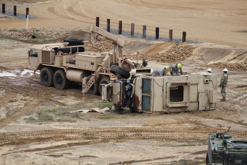 Soldiers hold field training for the Regional Training Site-Maintenance Wheeled-Vehicle Recovery Operations Course at Fort McCoy