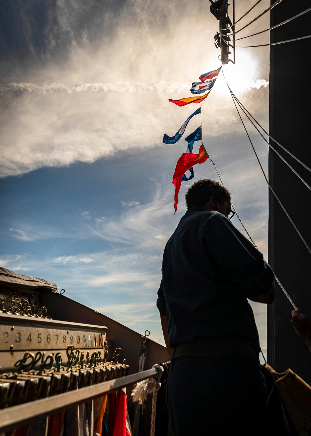 Flag-hoisting Drills with HMAS Ballarat