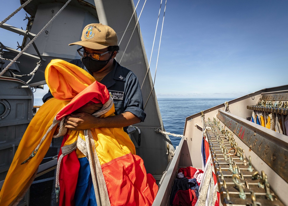 Flag-hoisting Drills with HMAS Ballarat