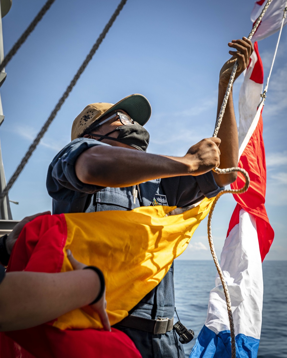 Flag-hoisting Drills with HMAS Ballarat