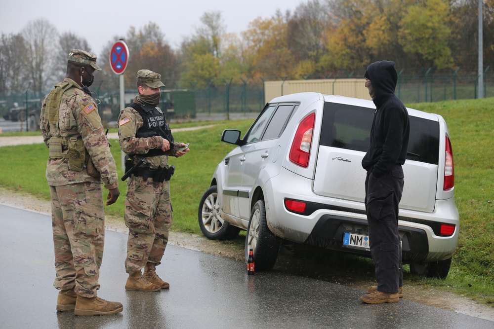 Soldiers assigned to the 29th Military Police detachment conduct DUI stop training during KFOR 28
