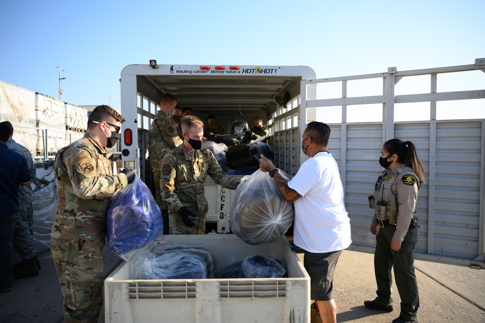 60th Aerial Port Squadron donates pillows and blankets to local shelters